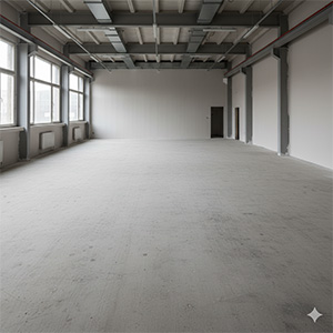 После очистки бетонного пола