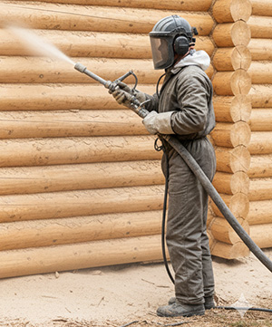 После обработки сруба